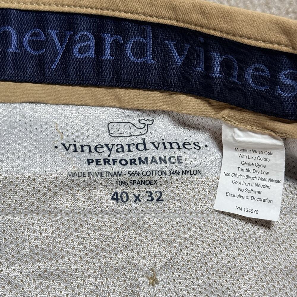 Vineyard Vines 40x32 Performance Pants‎ Men's Khaki 1P001094 Stretch Chino - Picture 3 of 16